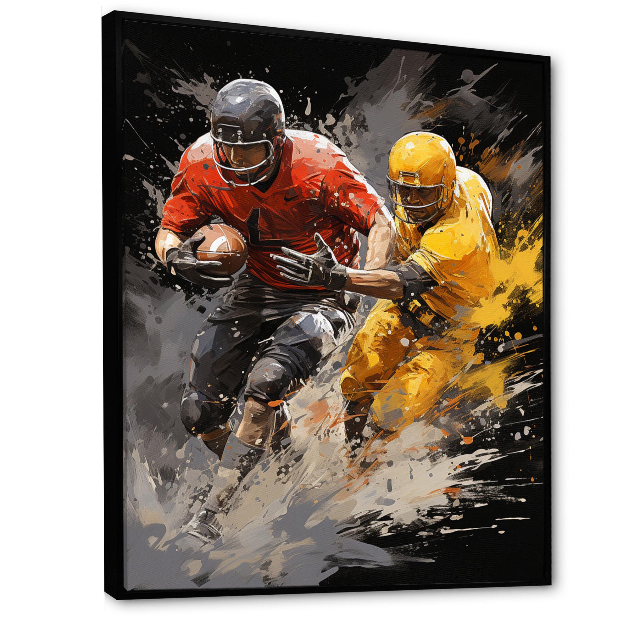 Yellow Football Dynamic Plays I - Football Canvas Wall Art