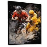 Yellow Football Dynamic Plays I - Football Canvas Wall Art