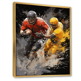 Yellow Football Dynamic Plays I - Football Canvas Wall Art