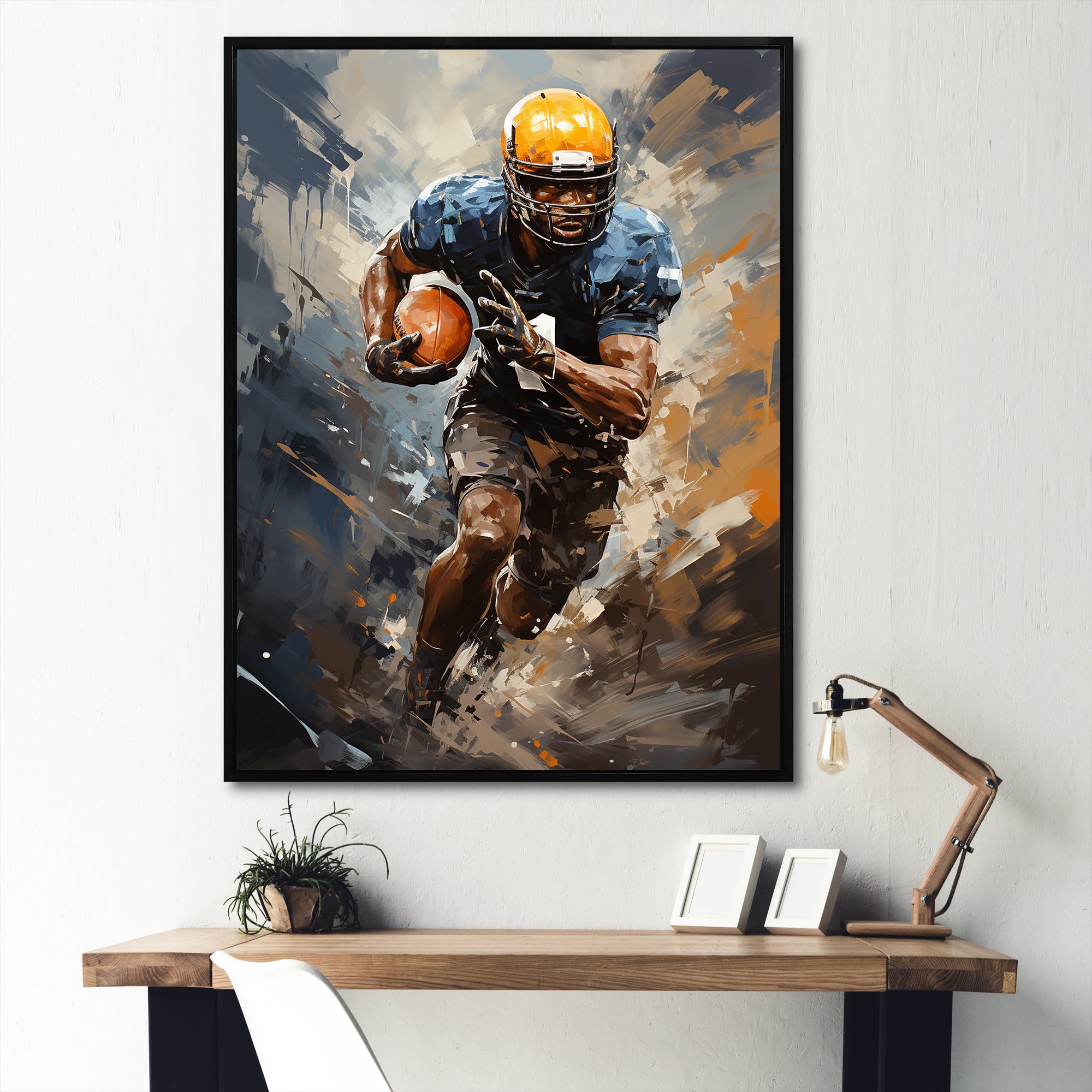 Yellow Football Dynamic Tackles I - Football Canvas Wall Art