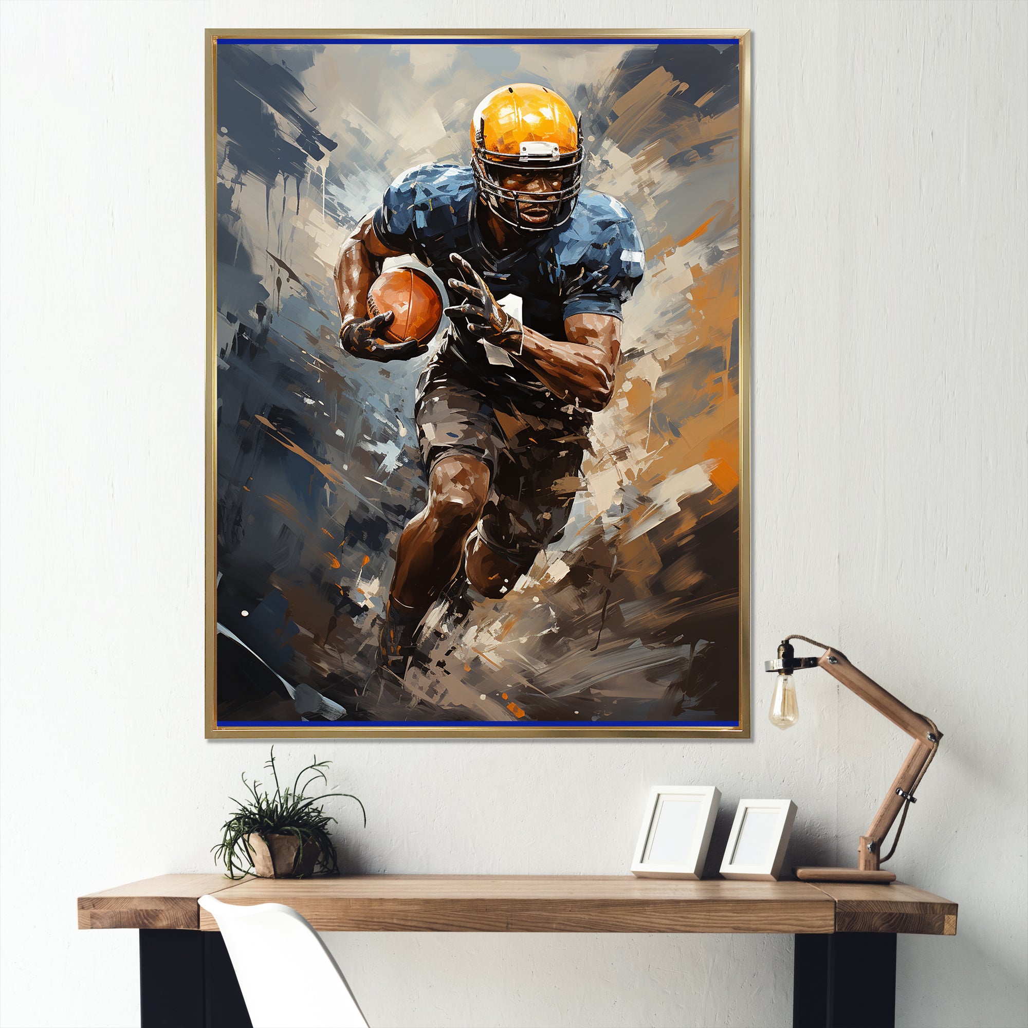 Yellow Football Dynamic Tackles I - Football Canvas Wall Art