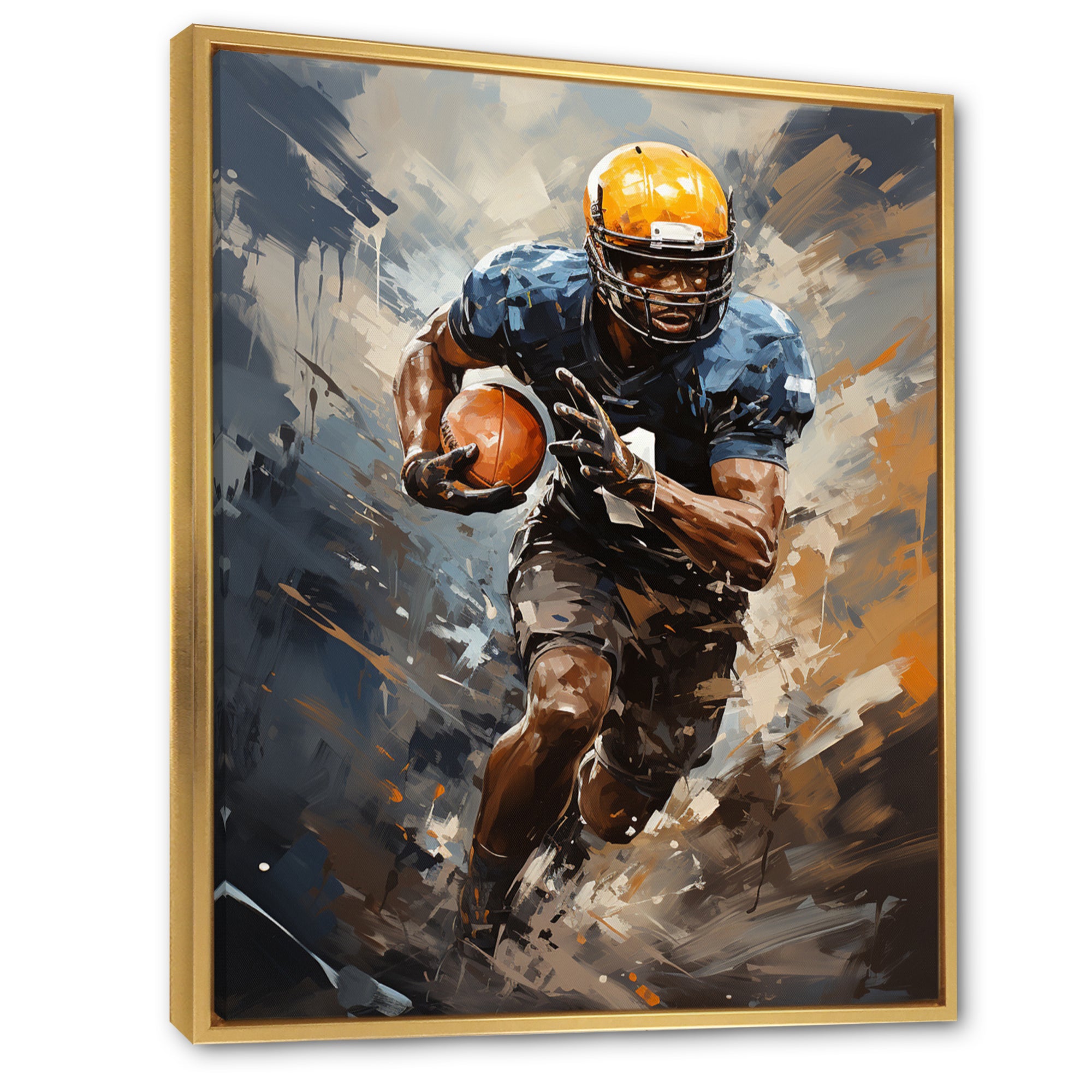 Yellow Football Dynamic Tackles I - Football Canvas Wall Art