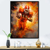 Orange Football Energy Burst I - Football Canvas Wall Art