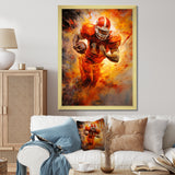 Orange Football Energy Burst I - Football Canvas Wall Art