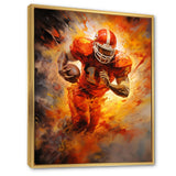 Orange Football Energy Burst I - Football Canvas Wall Art