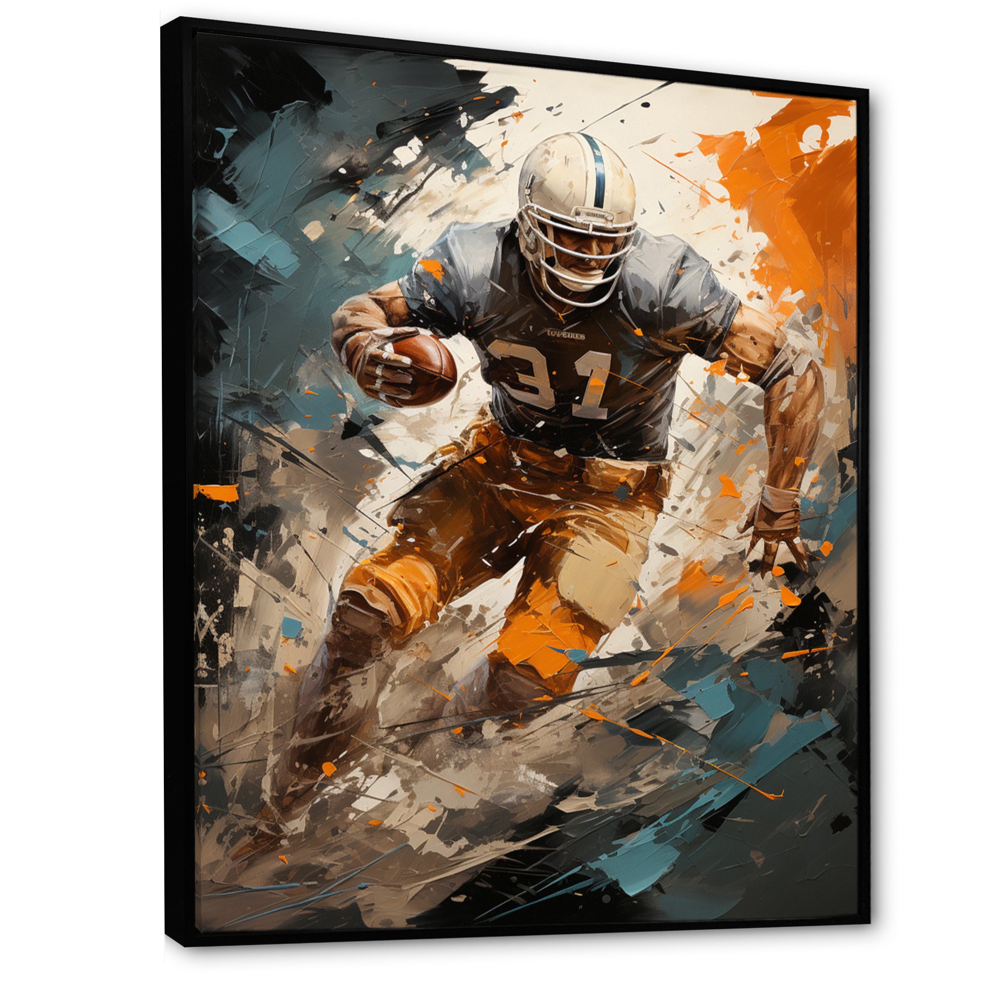 Grey Football Fragmented Plays - Football Canvas Wall Art