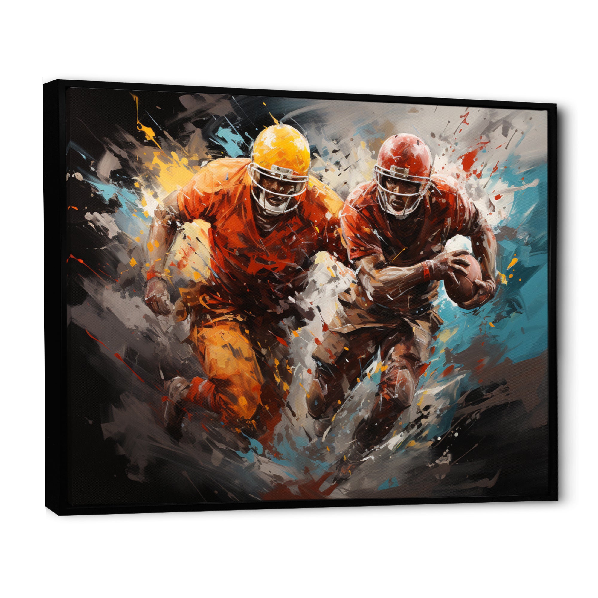 Yellow Football Gridiron Expression - Football Canvas Wall Art