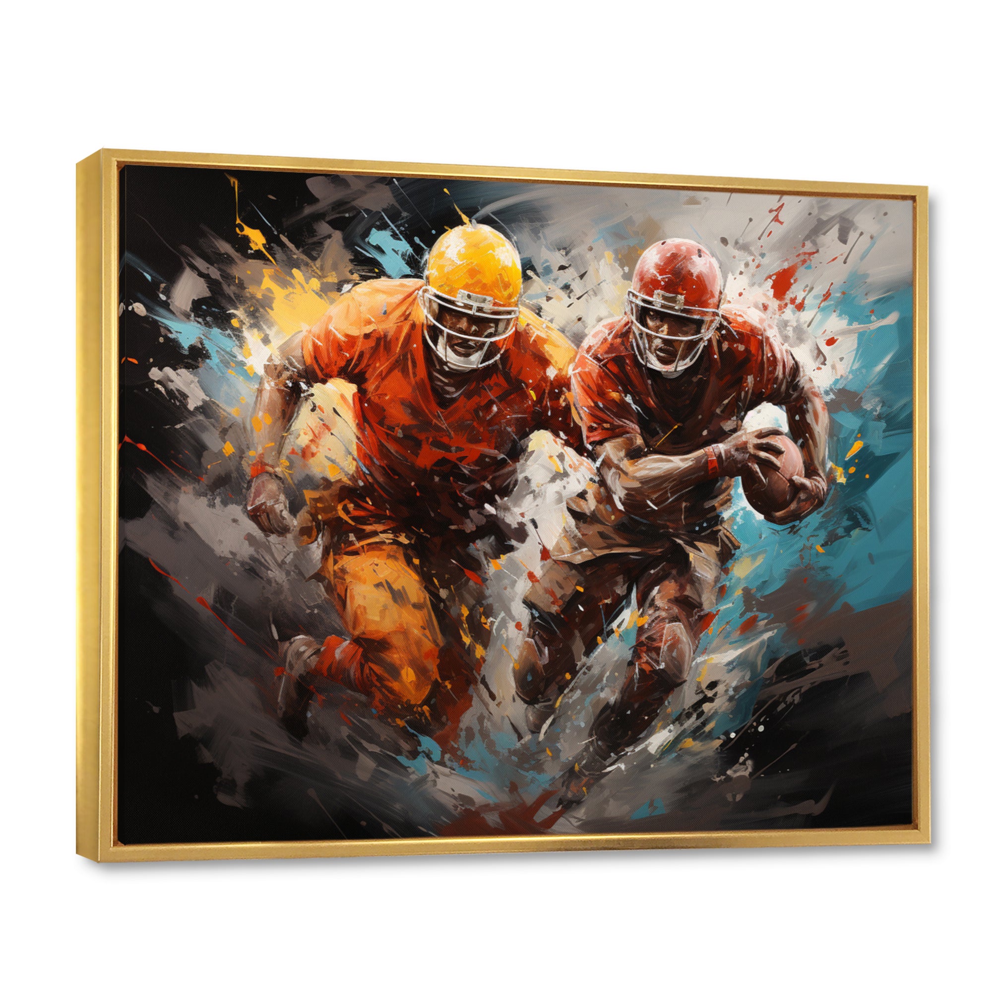 Yellow Football Gridiron Expression - Football Canvas Wall Art
