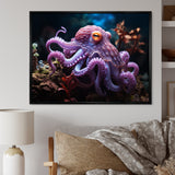 Purple Octopus Mystical Encounter - Purple Octopus Wall Art