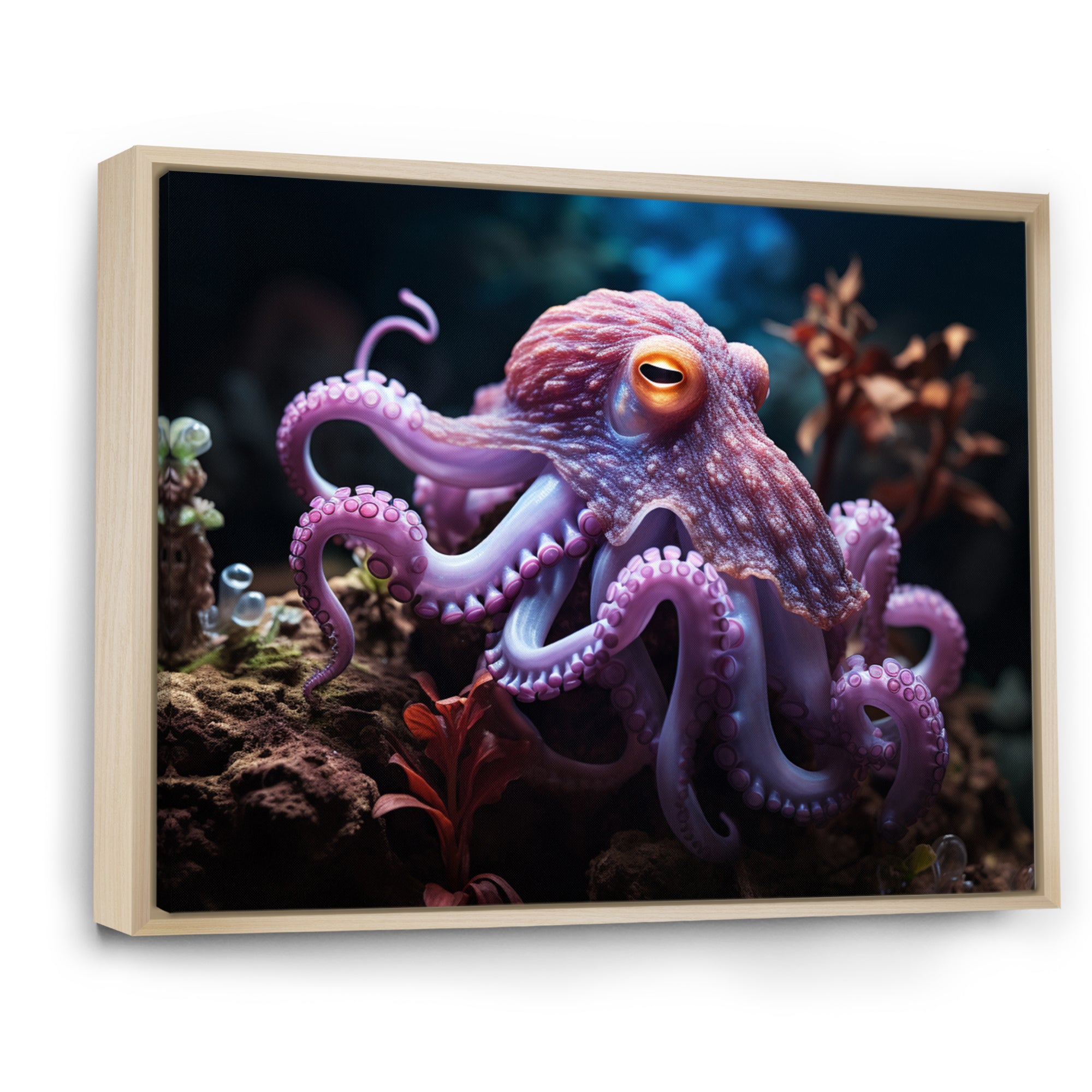 Purple Octopus Mystical Encounter - Purple Octopus Wall Art
