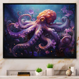 Purple Octopus Mystical Encounter An - Purple Octopus Wall Art