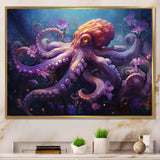 Purple Octopus Mystical Encounter An - Purple Octopus Wall Art