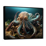 Teal Octopus Lunar Reflections - Octopus Framed Canvas Art
