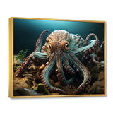 Teal Octopus Lunar Reflections - Octopus Framed Canvas Art