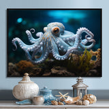 Blue Octopus Serene Submersion - Octopus Large Canvas Wall Art