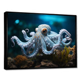 Blue Octopus Serene Submersion - Octopus Large Canvas Wall Art