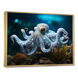 Blue Octopus Serene Submersion - Octopus Large Canvas Wall Art