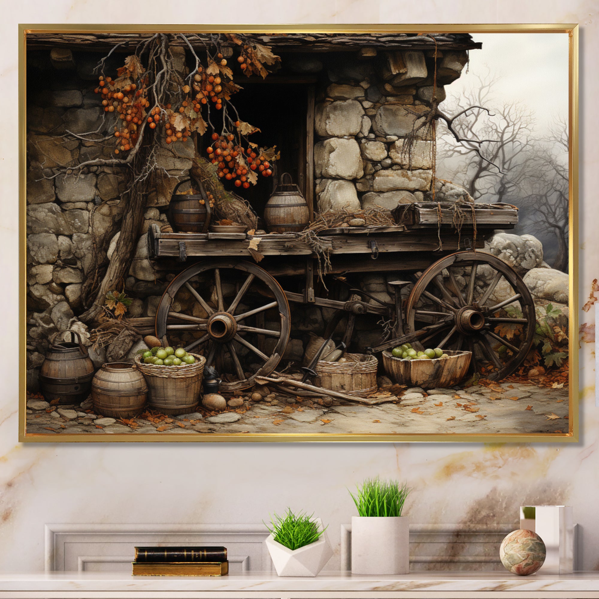 Old Cart  Chronicles - Old American Cart Canvas Wall Art
