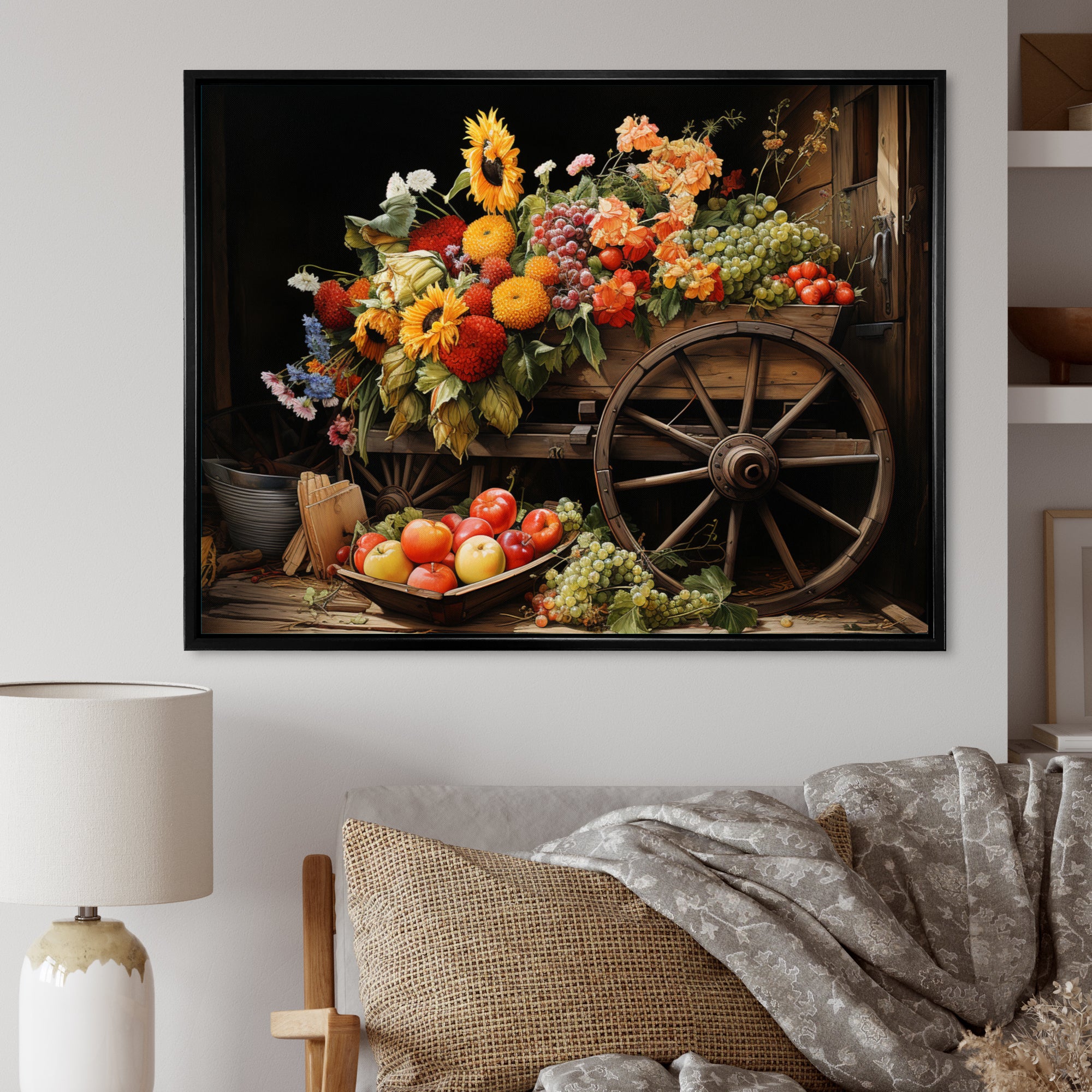 Old Cart  Harvest - Old American Cart Canvas Wall Art