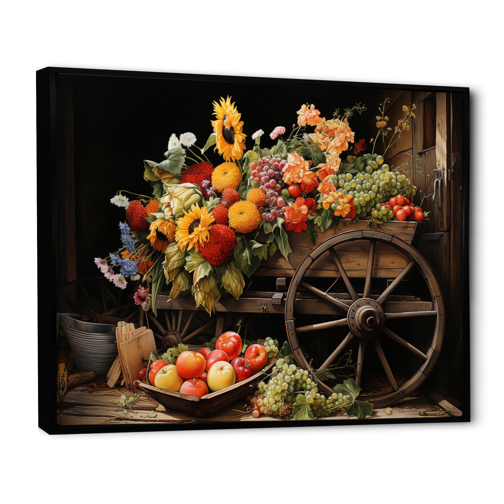 Old Cart  Harvest - Old American Cart Canvas Wall Art