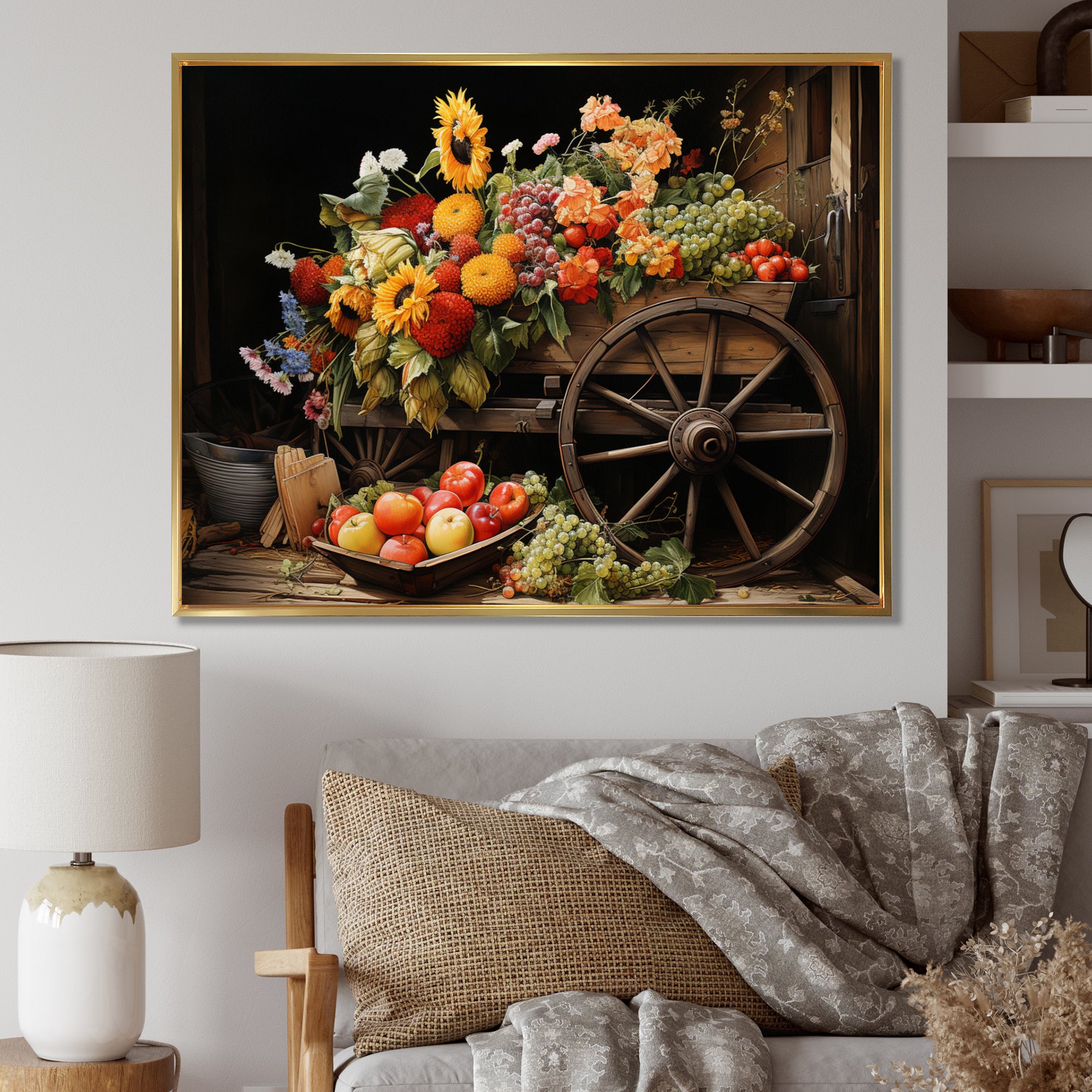 Old Cart  Harvest - Old American Cart Canvas Wall Art