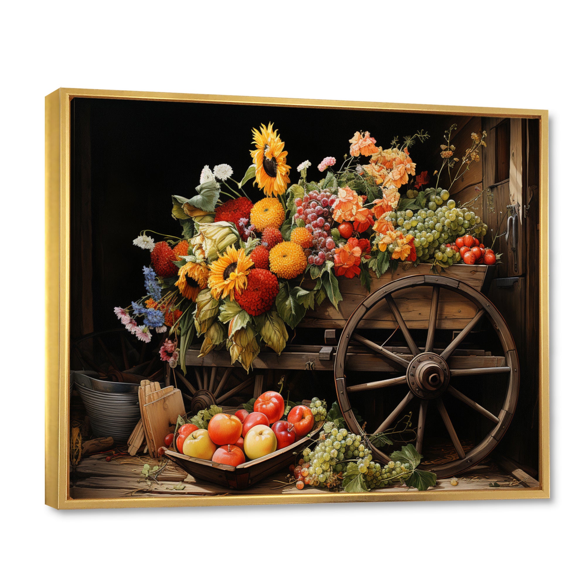 Old Cart  Harvest - Old American Cart Canvas Wall Art