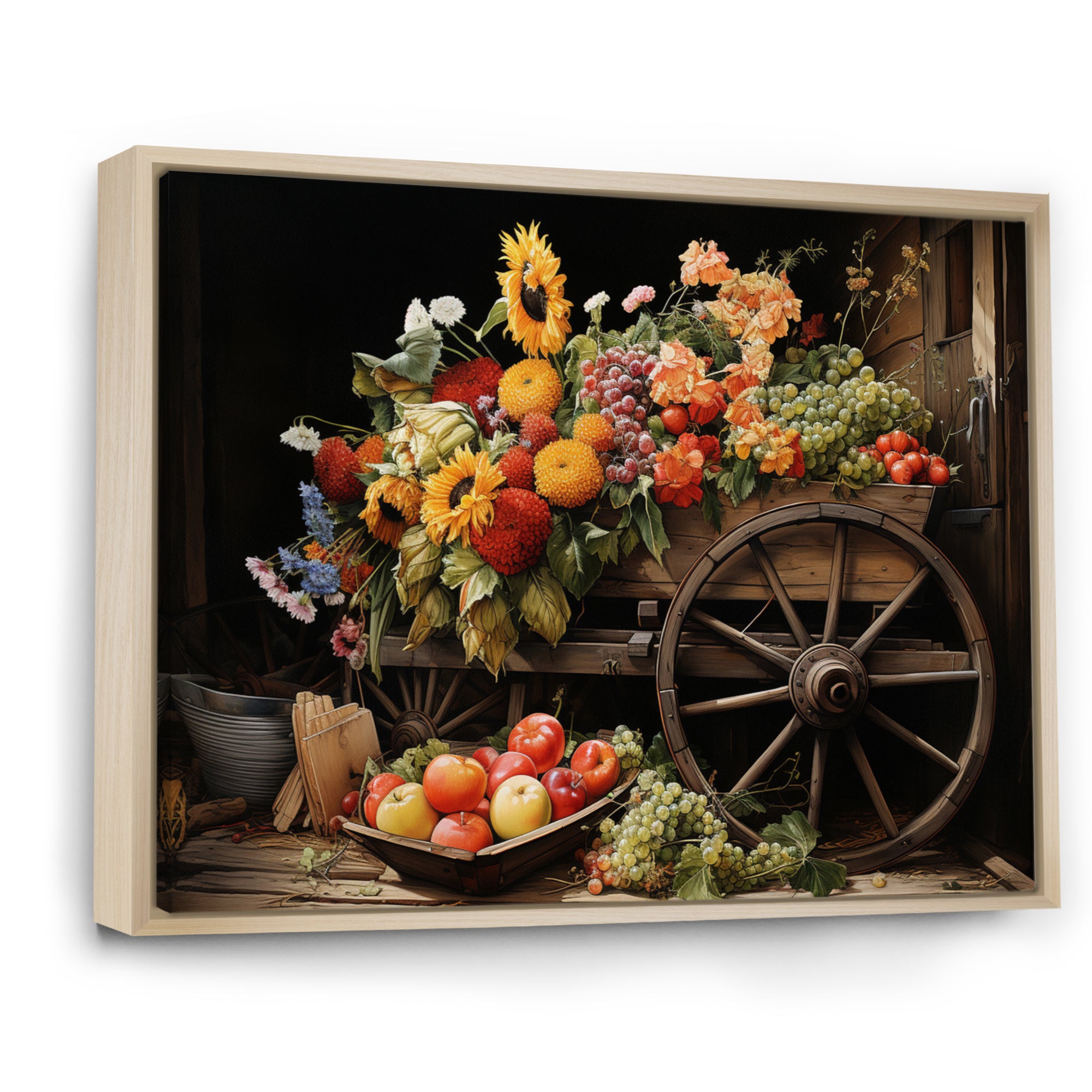 Old Cart  Harvest - Old American Cart Canvas Wall Art