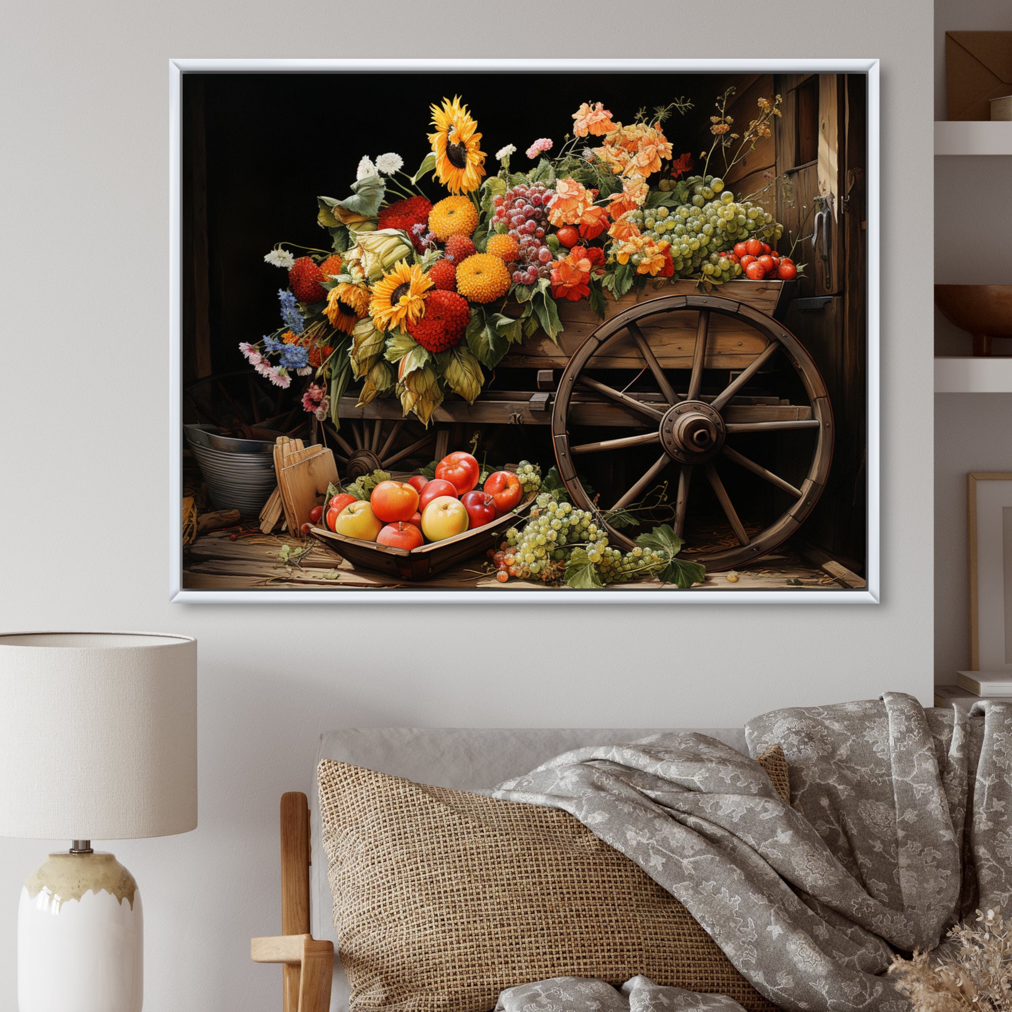 Old Cart  Harvest - Old American Cart Canvas Wall Art
