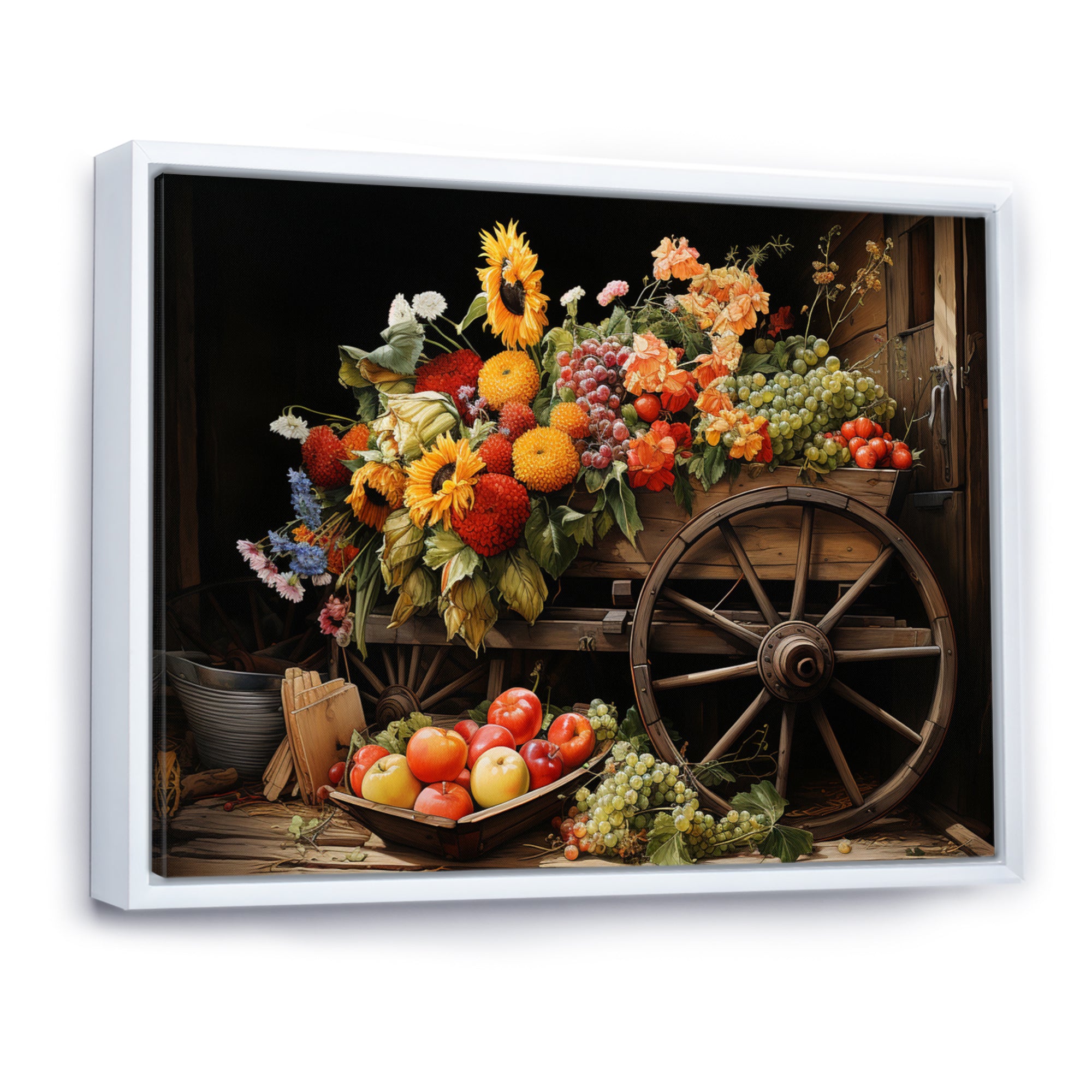 Old Cart  Harvest - Old American Cart Canvas Wall Art