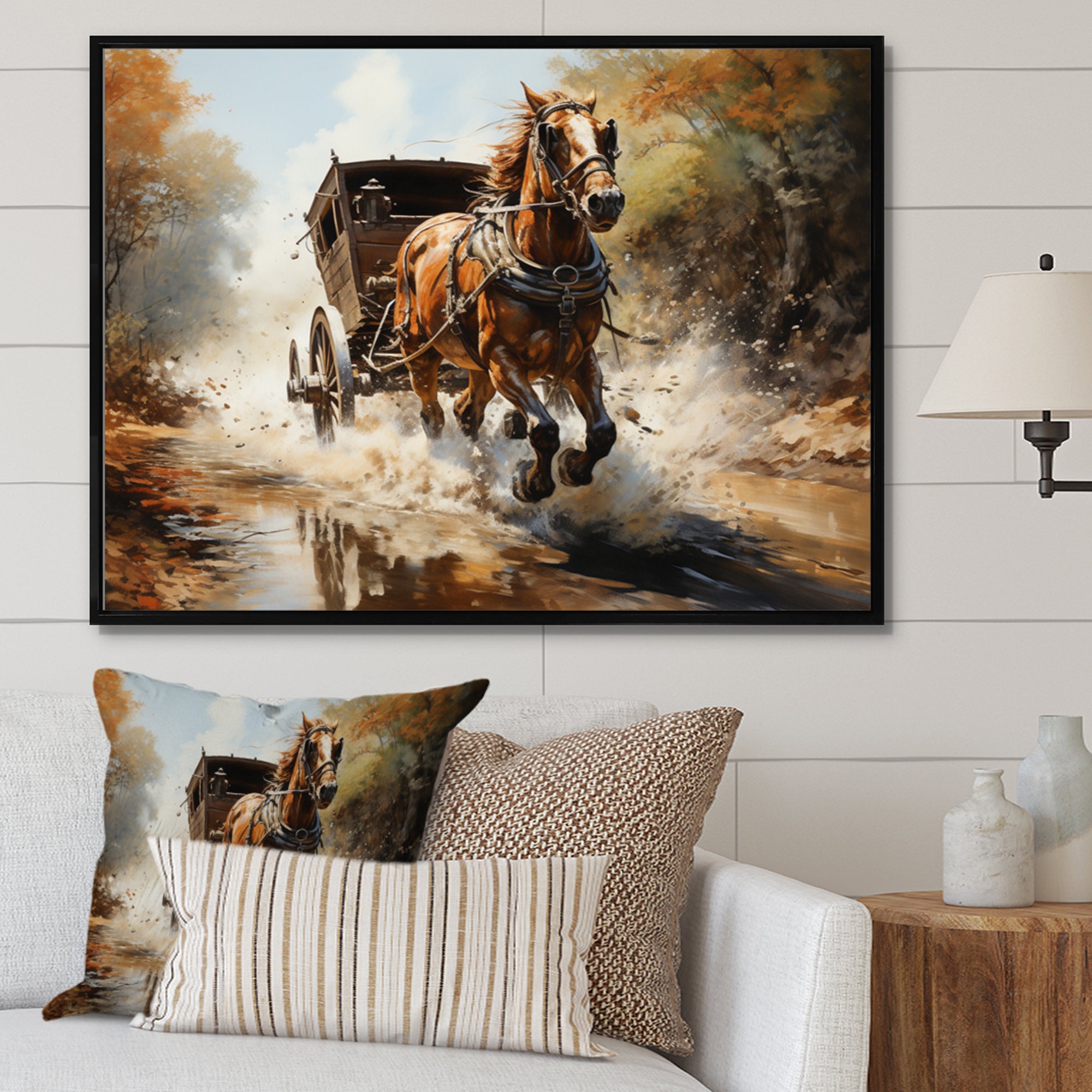 Old Cart  In Motion I - Old American Cart Canvas Wall Art