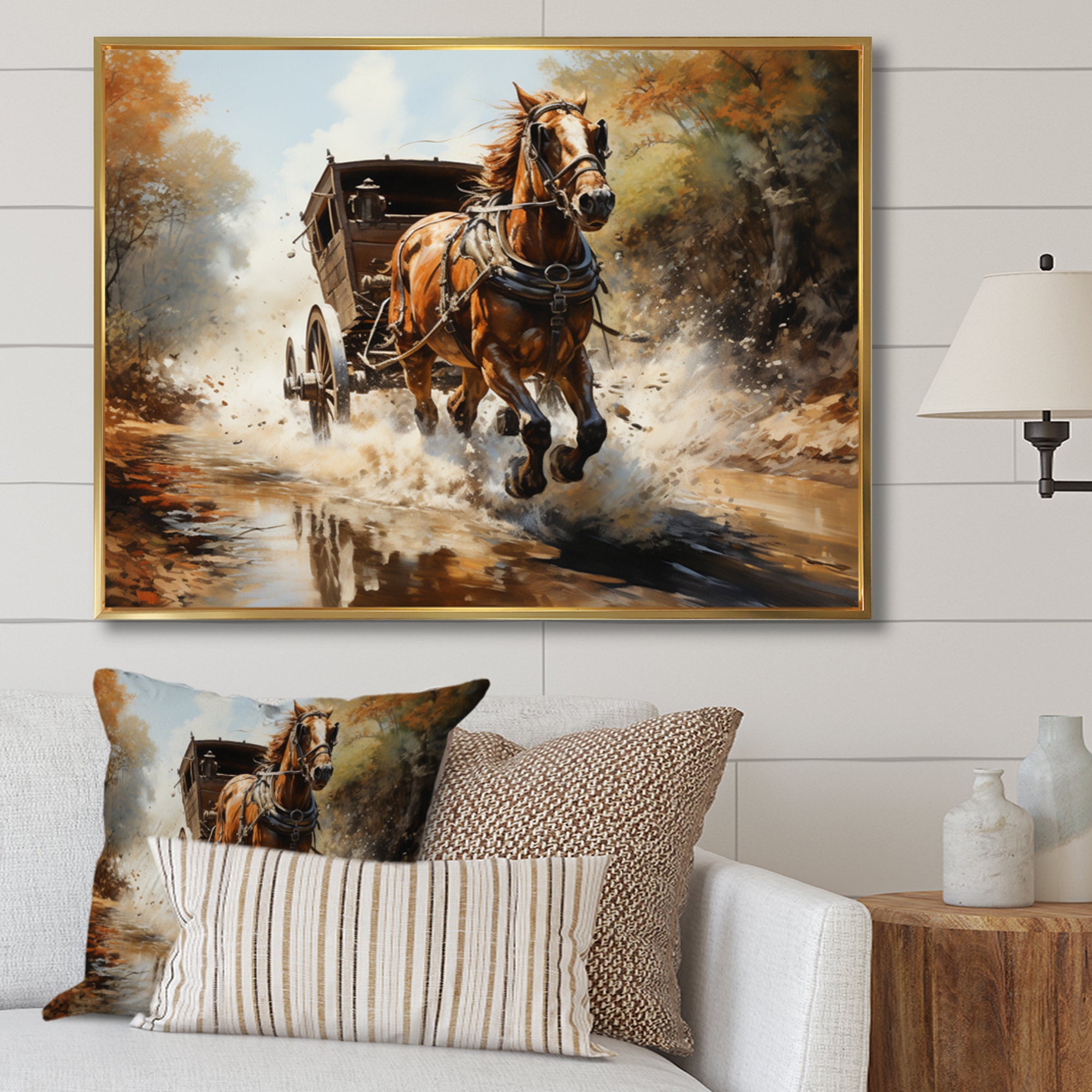 Old Cart  In Motion I - Old American Cart Canvas Wall Art