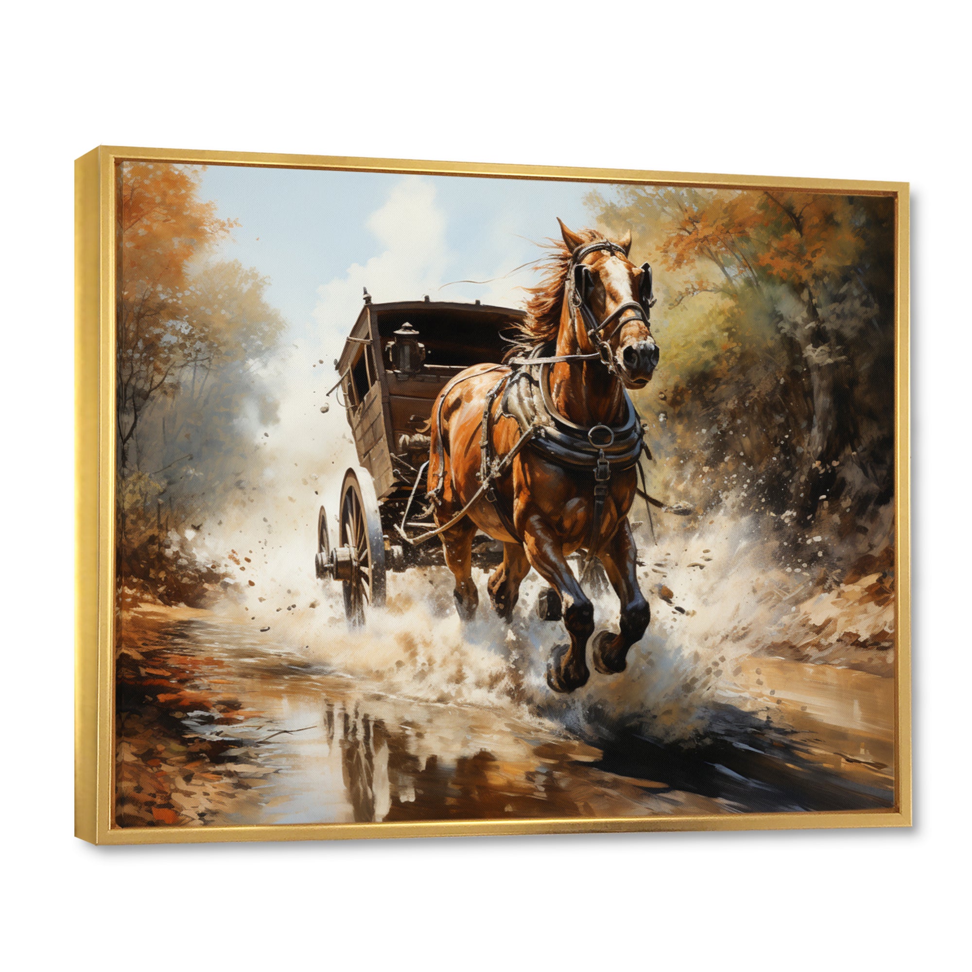 Old Cart  In Motion I - Old American Cart Canvas Wall Art
