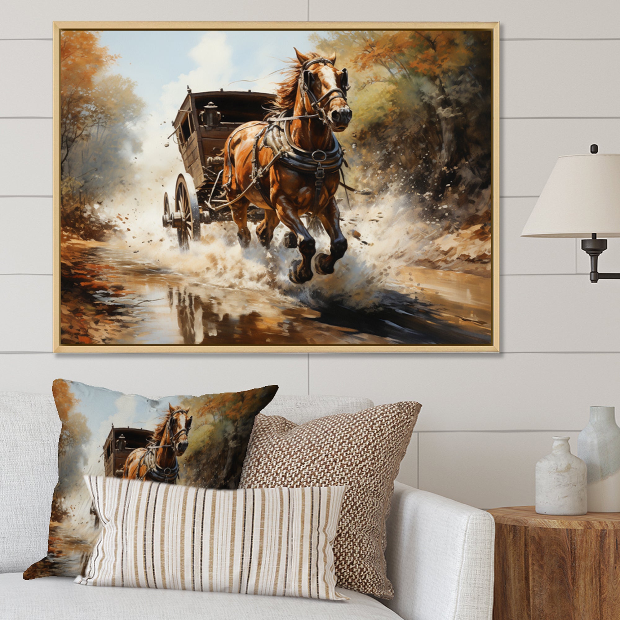 Old Cart  In Motion I - Old American Cart Canvas Wall Art