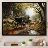 Brown Old Cart  Path - Old American Cart Canvas Wall Art