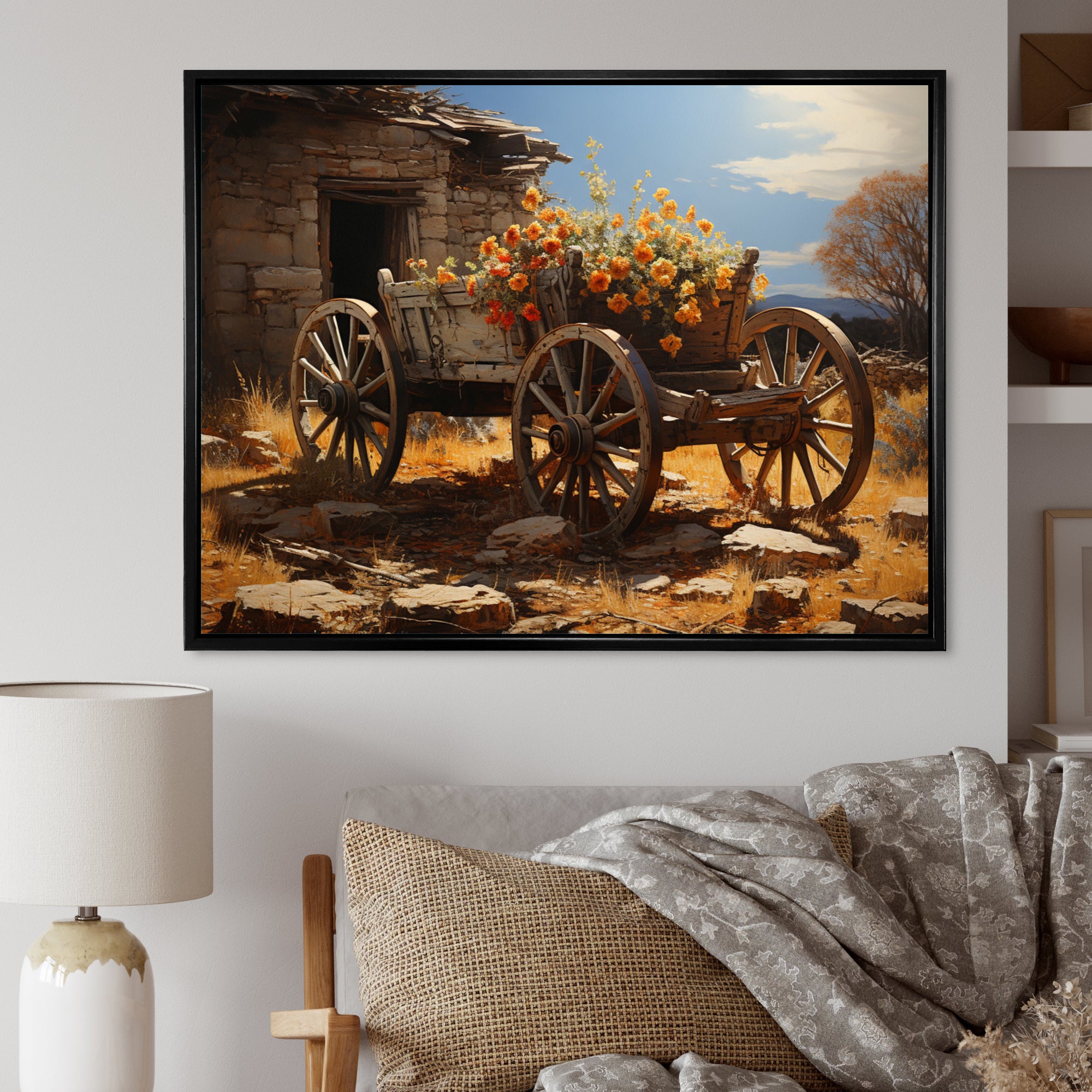 Brown Old Cart  Legacy I - Old American Cart Canvas Wall Art