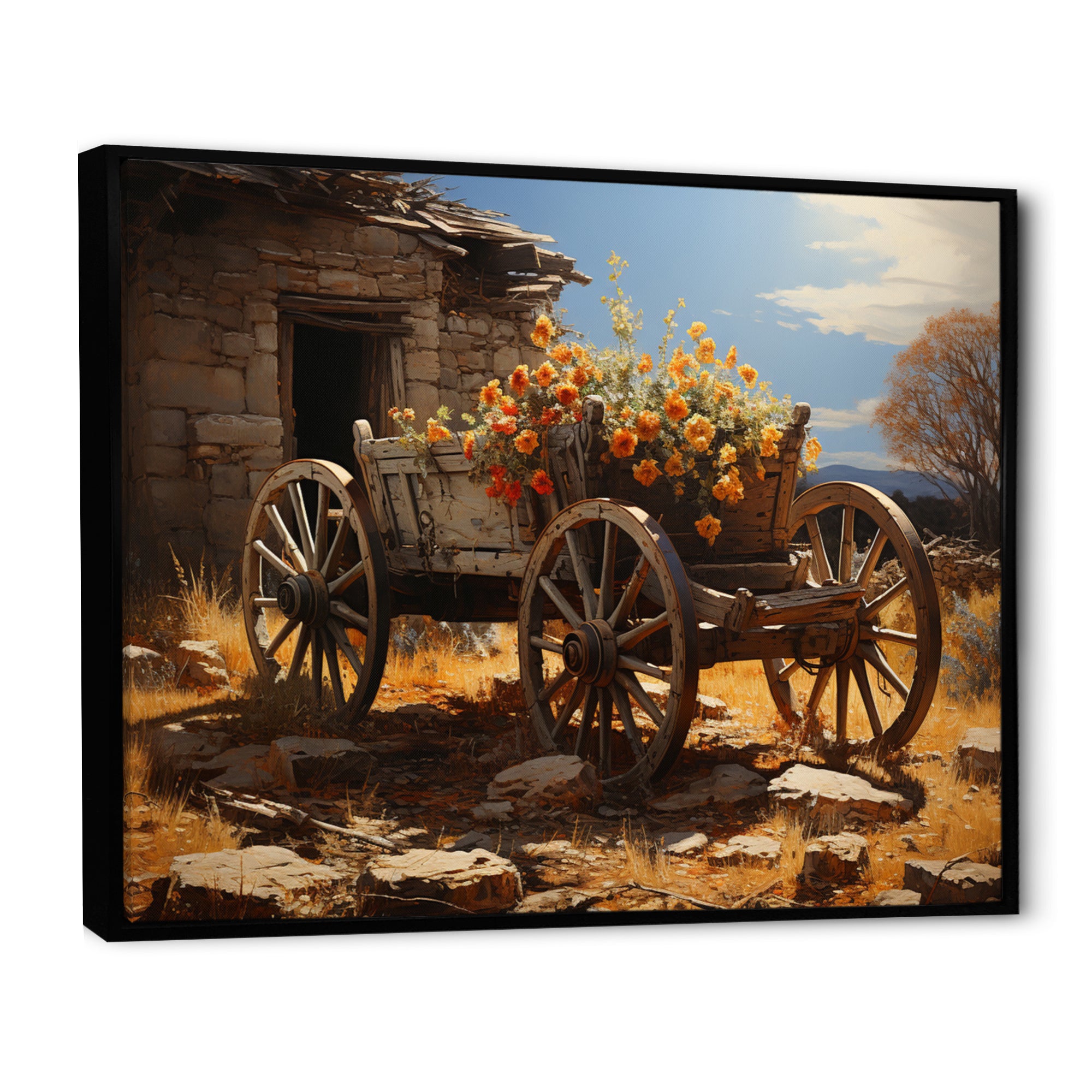 Brown Old Cart  Legacy I - Old American Cart Canvas Wall Art