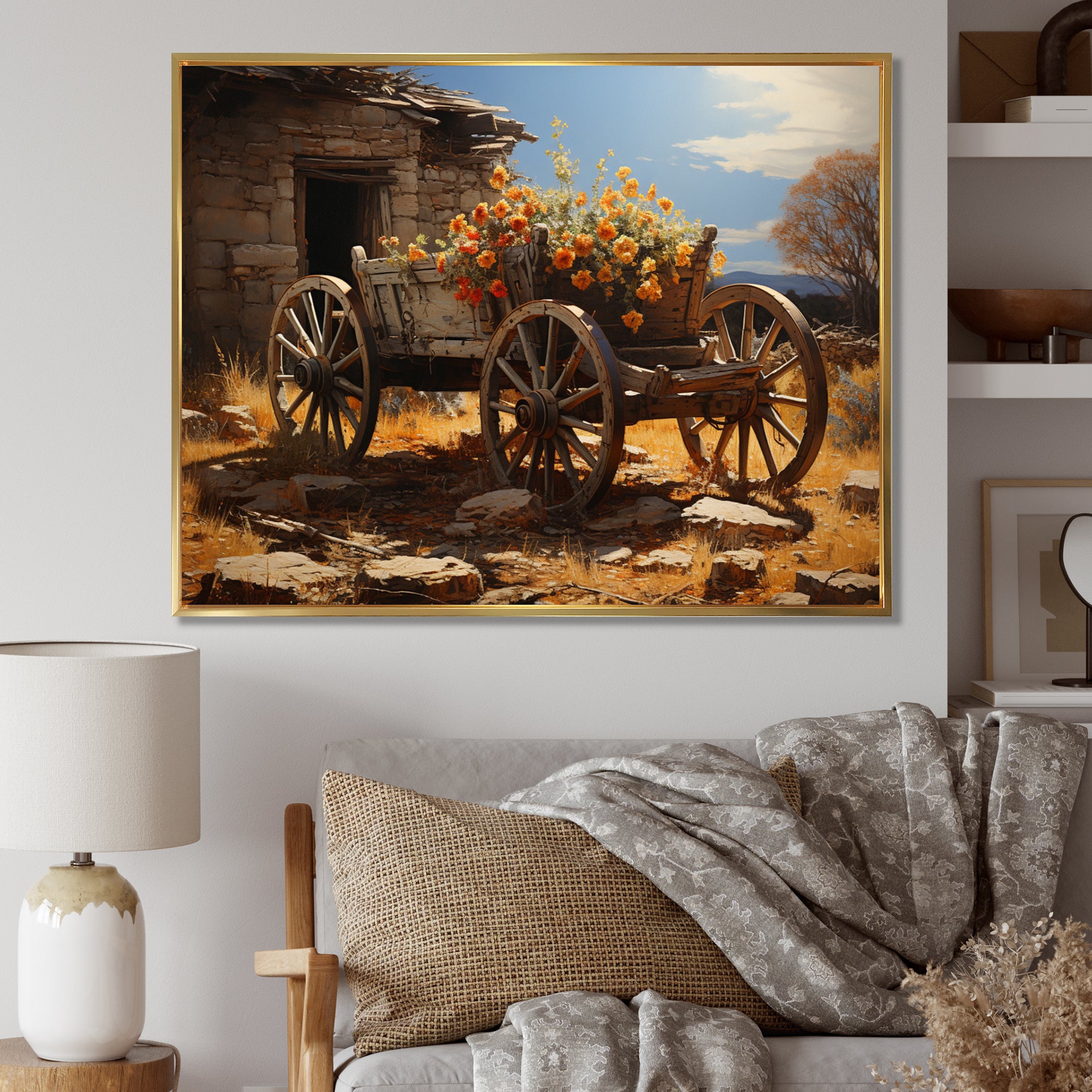 Brown Old Cart  Legacy I - Old American Cart Canvas Wall Art