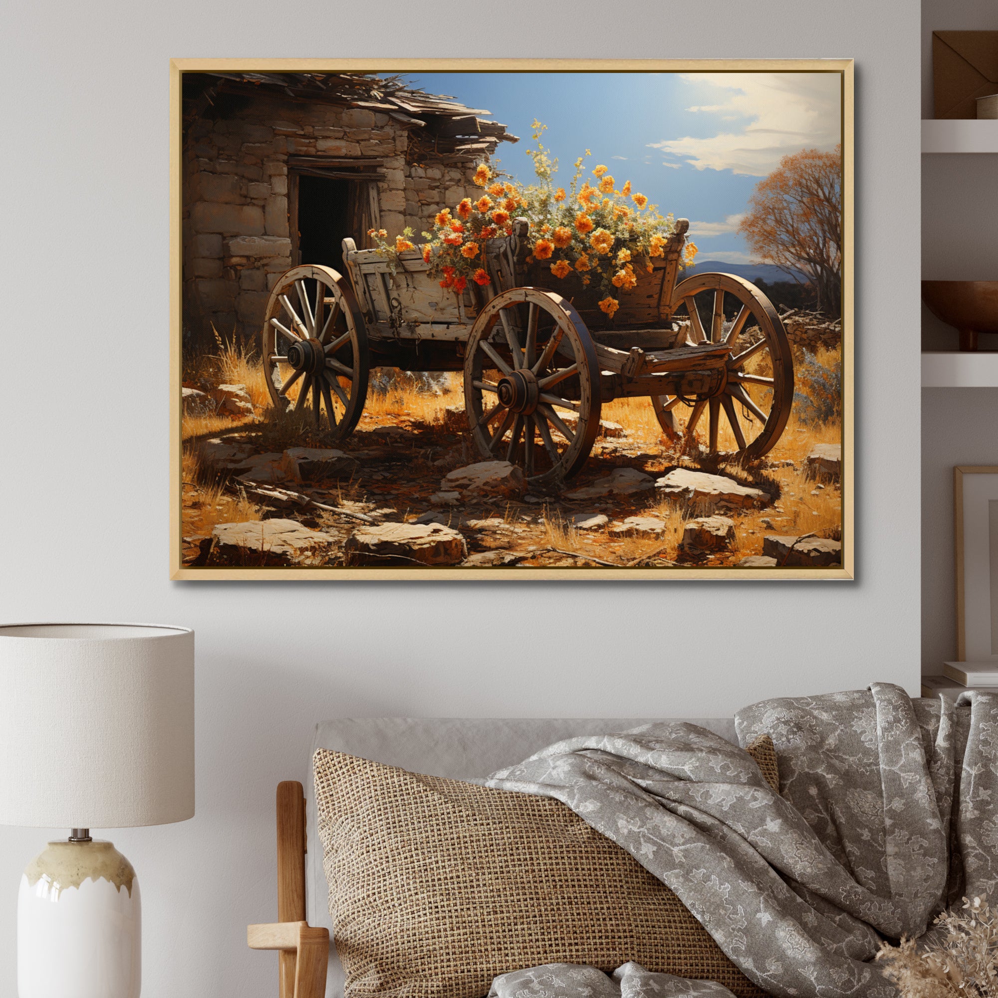 Brown Old Cart  Legacy I - Old American Cart Canvas Wall Art