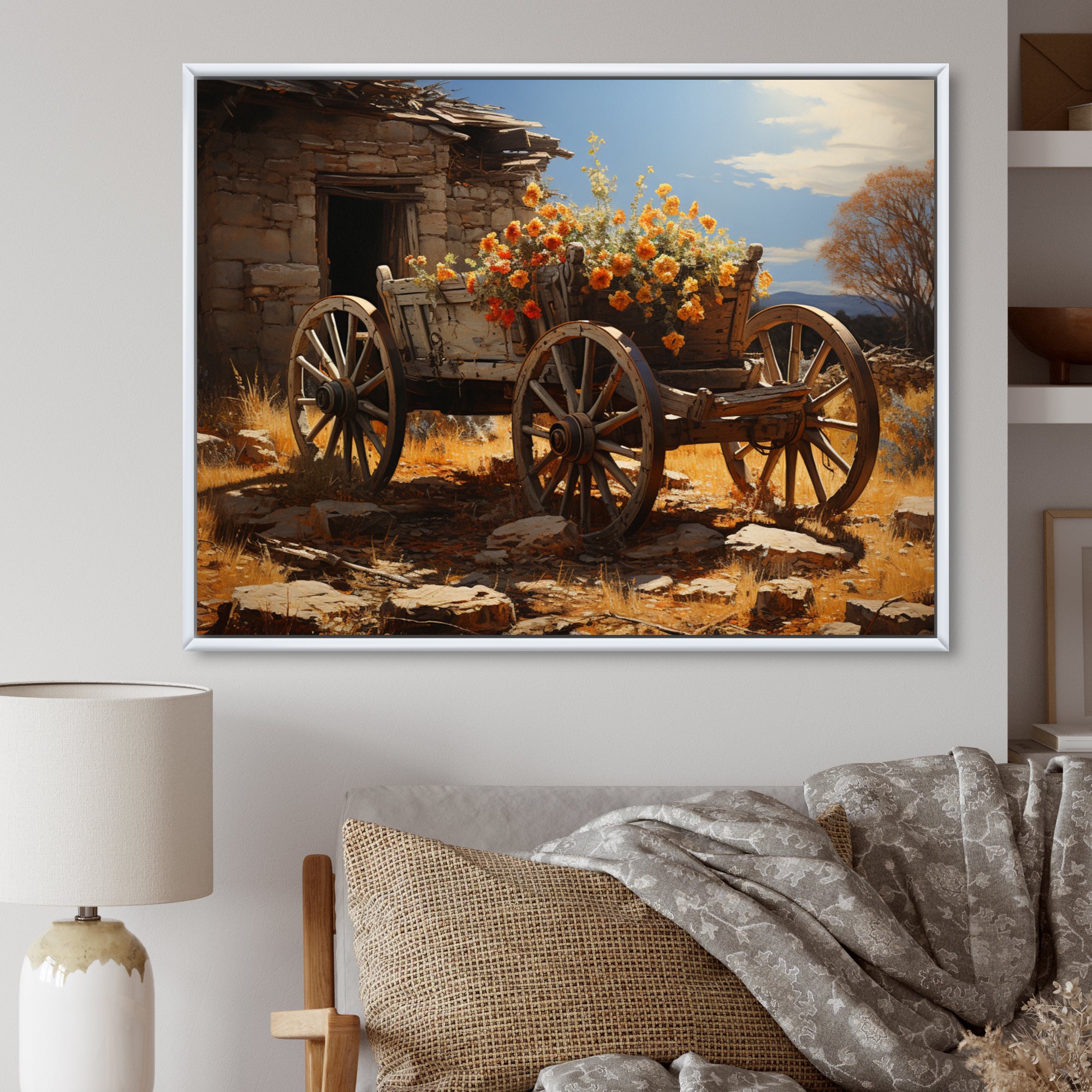 Brown Old Cart  Legacy I - Old American Cart Canvas Wall Art