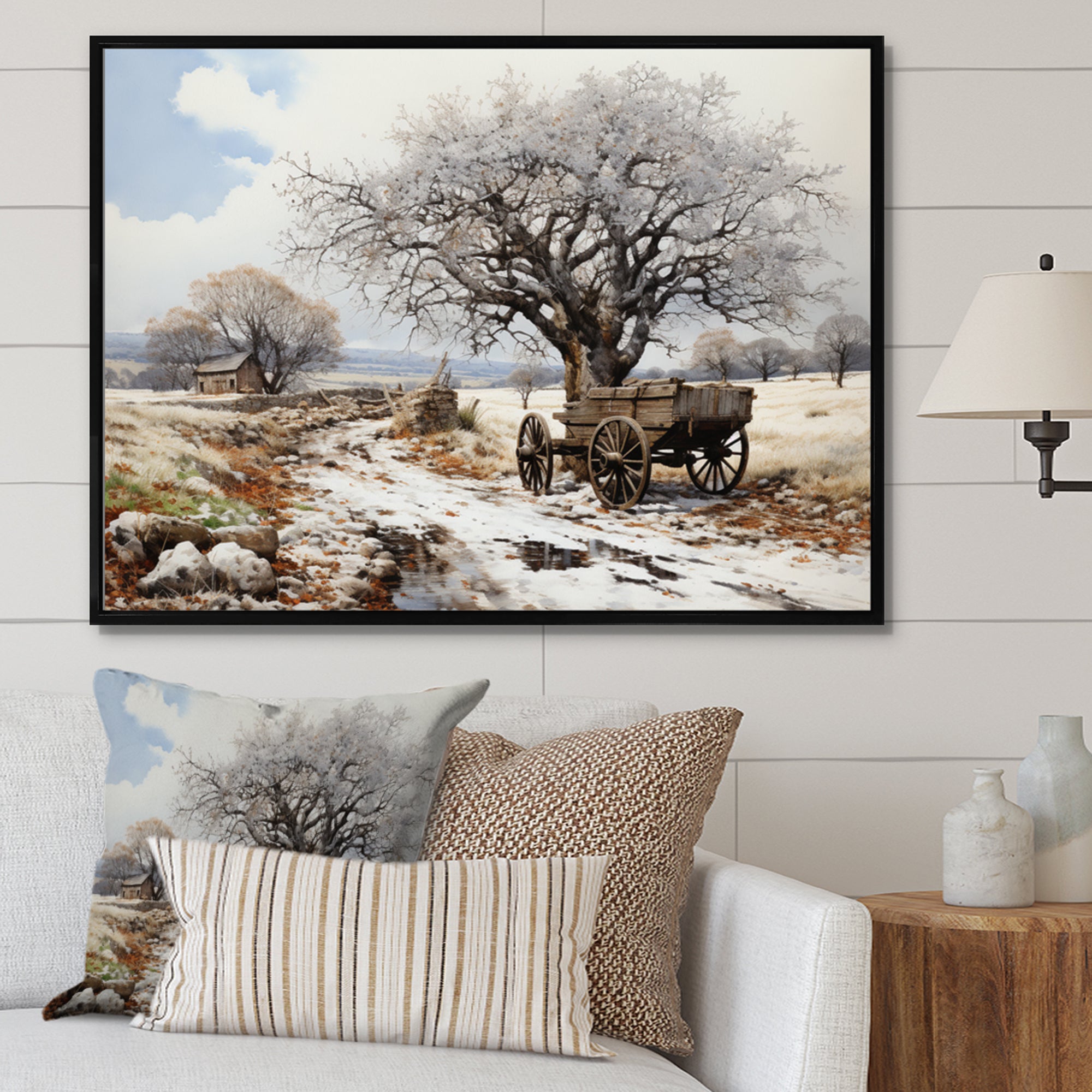 White Old Cart  Legacy - Old American Cart Canvas Wall Art
