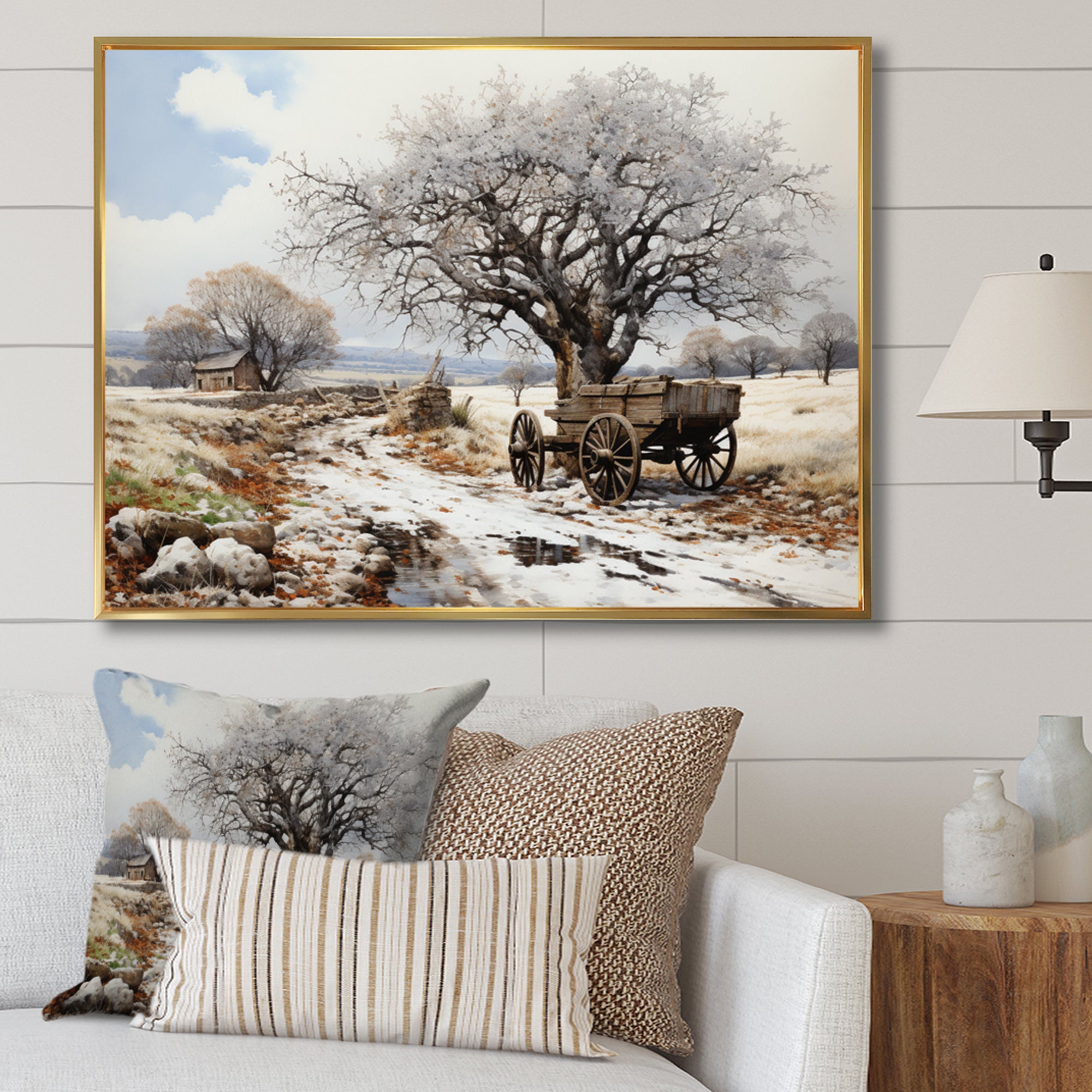 White Old Cart  Legacy - Old American Cart Canvas Wall Art