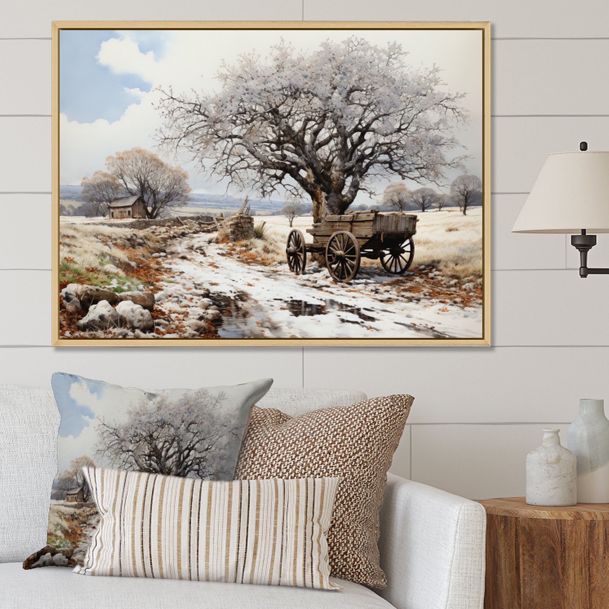 White Old Cart  Legacy - Old American Cart Canvas Wall Art