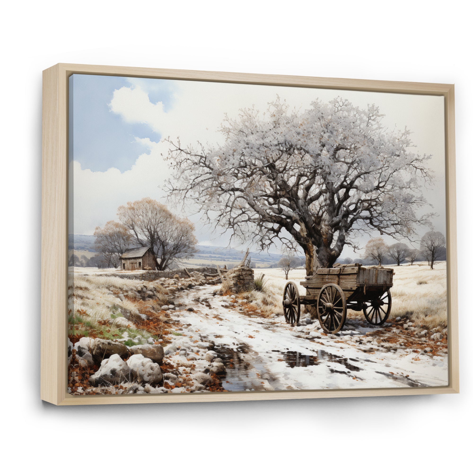 White Old Cart  Legacy - Old American Cart Canvas Wall Art