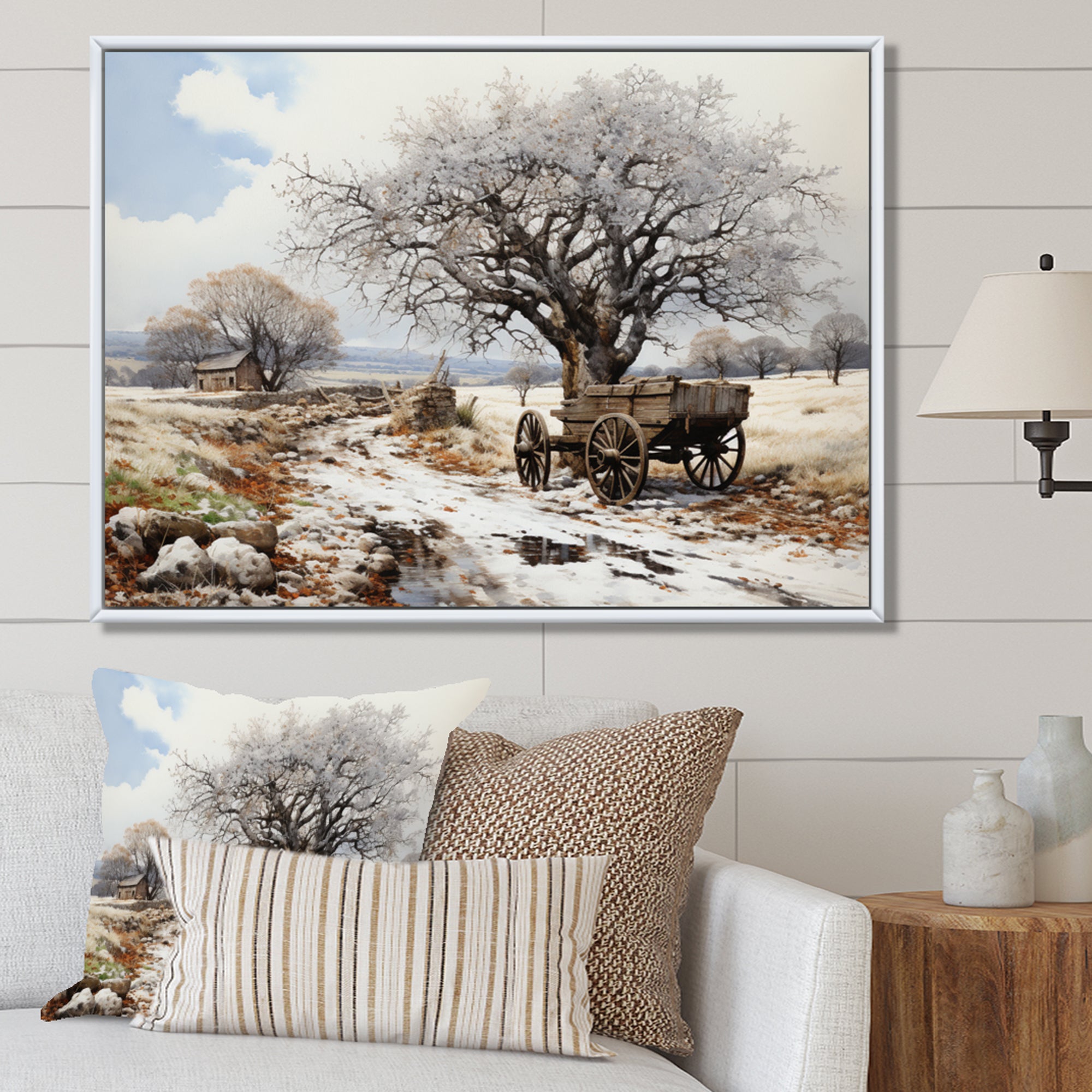 White Old Cart  Legacy - Old American Cart Canvas Wall Art