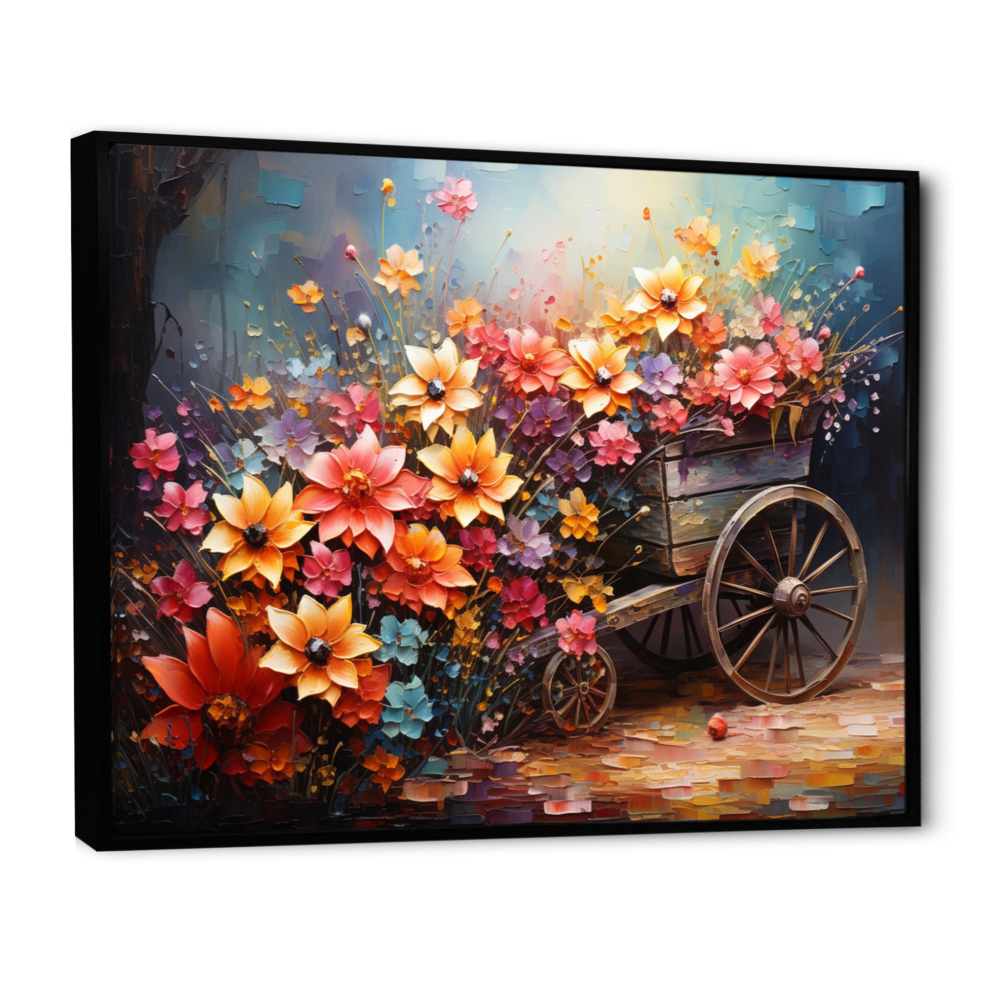 Colorful Old Cart  Of - Old American Cart Canvas Wall Art