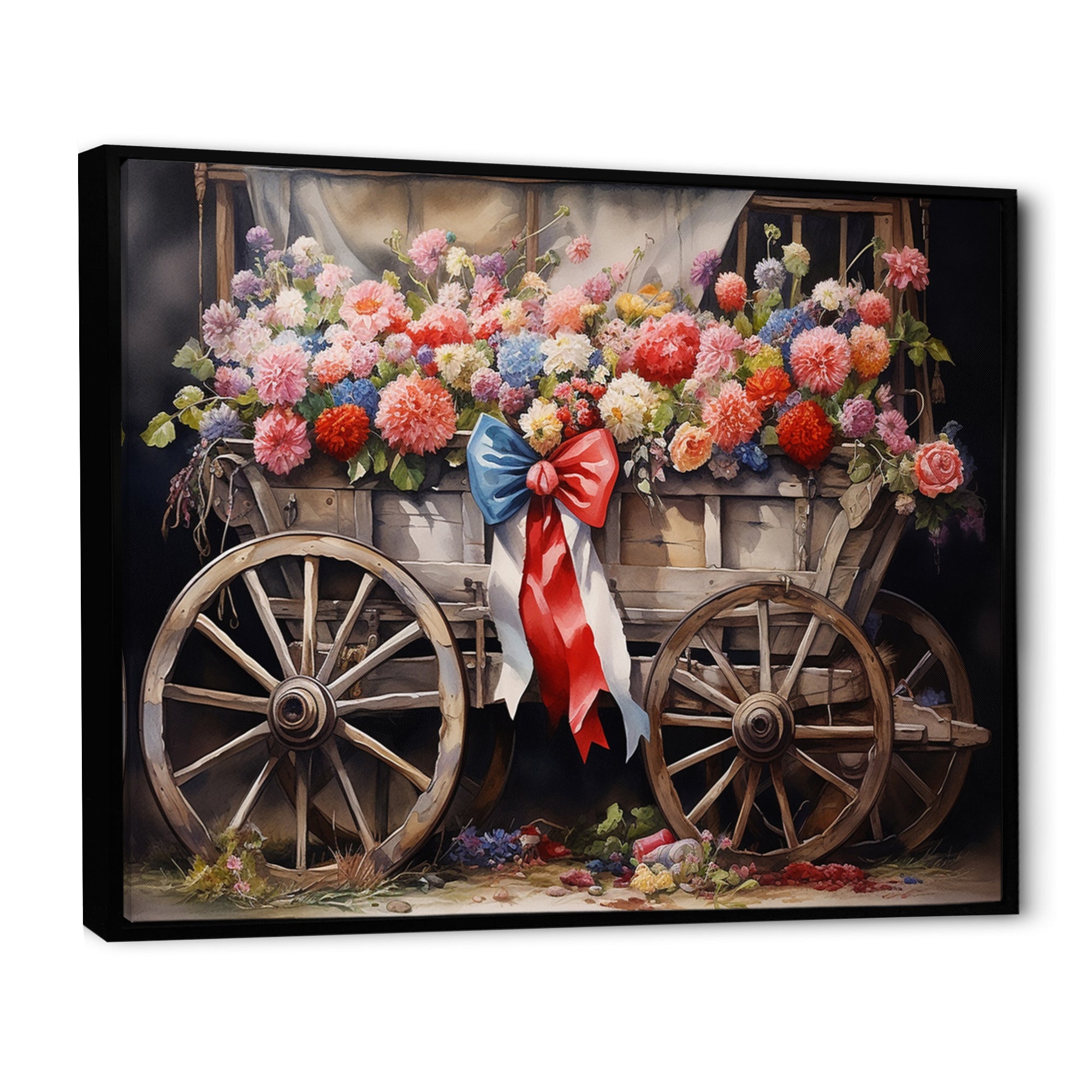 Coral Old Cart  Of - Old American Cart Canvas Wall Art