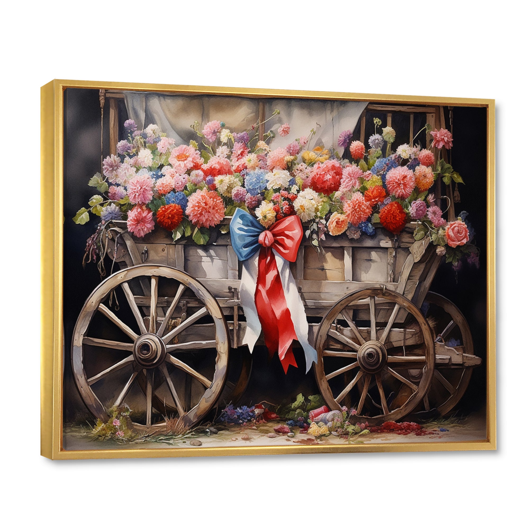 Coral Old Cart  Of - Old American Cart Canvas Wall Art