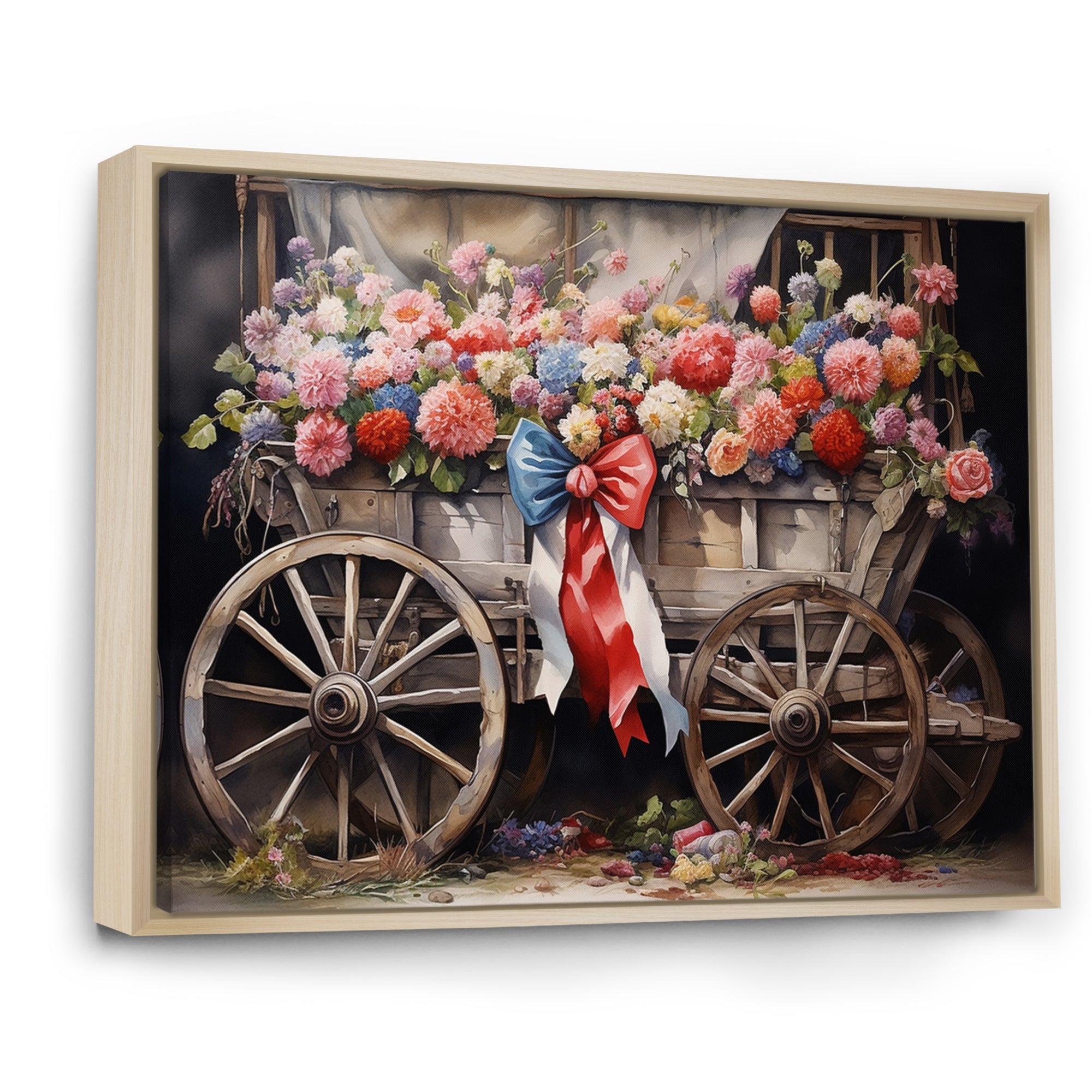 Coral Old Cart  Of - Old American Cart Canvas Wall Art