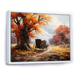 Orange Old Cart Seasons I - Old American Cart Canvas Wall Art