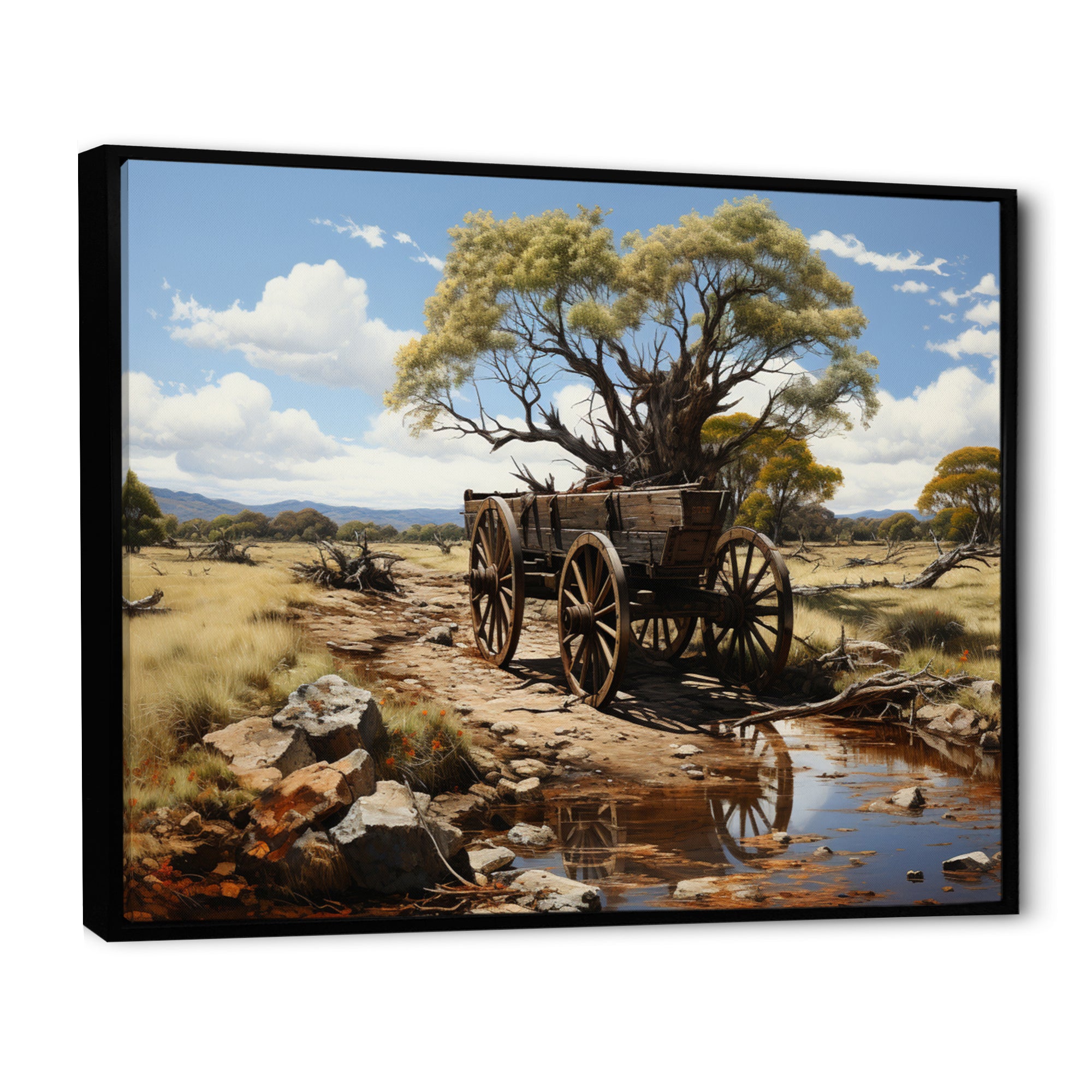 Green Old Cart  Whispers - Old American Cart Canvas Wall Art
